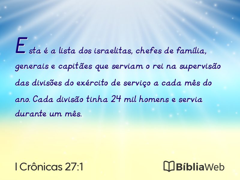 I Crônicas 27:1 em imagem para compartilhar