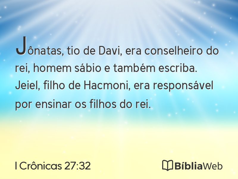 I Crônicas 27:32 em imagem para compartilhar