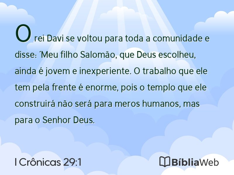 I Crônicas 29:1 em imagem para compartilhar