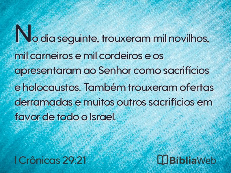 I Crônicas 29:21 em imagem para compartilhar