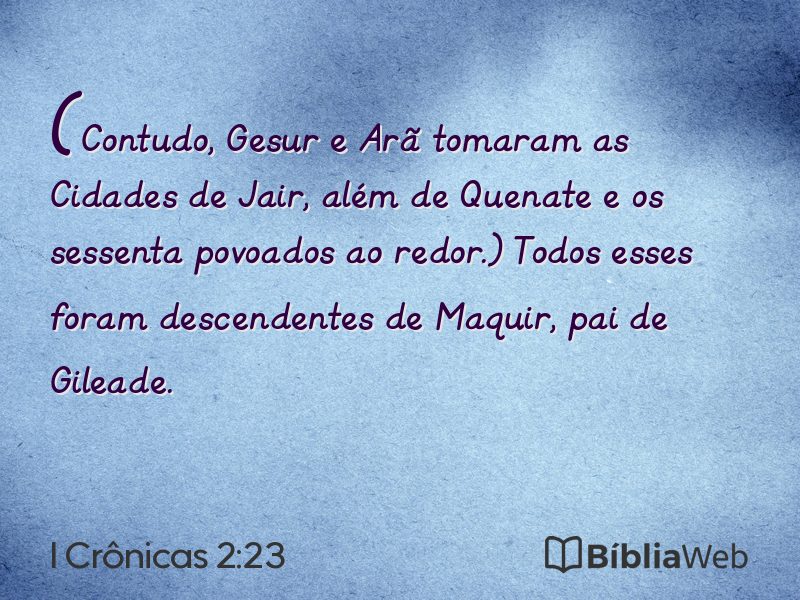 I Crônicas 2:23 em imagem para compartilhar