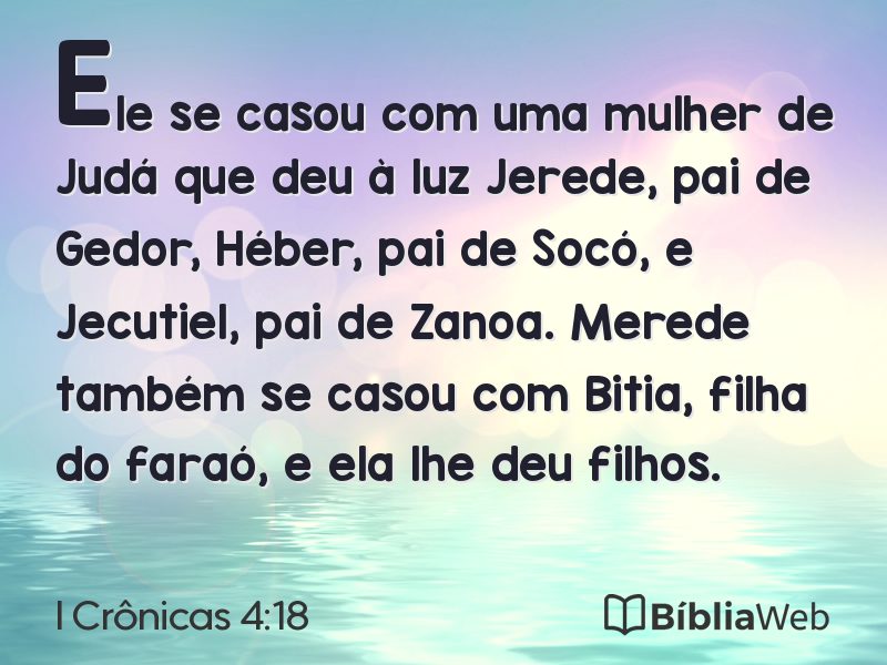 I Crônicas 4:18 em imagem para compartilhar
