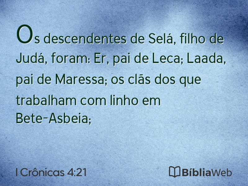 I Crônicas 4:21 em imagem para compartilhar