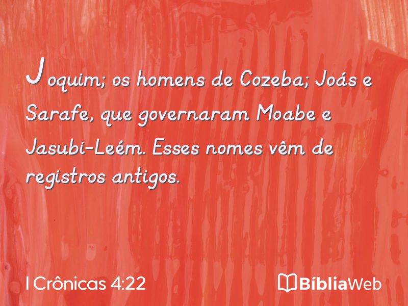 I Crônicas 4:22 em imagem para compartilhar