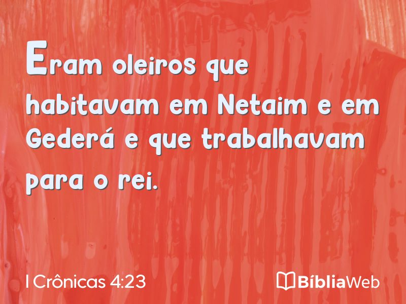 I Crônicas 4:23 em imagem para compartilhar