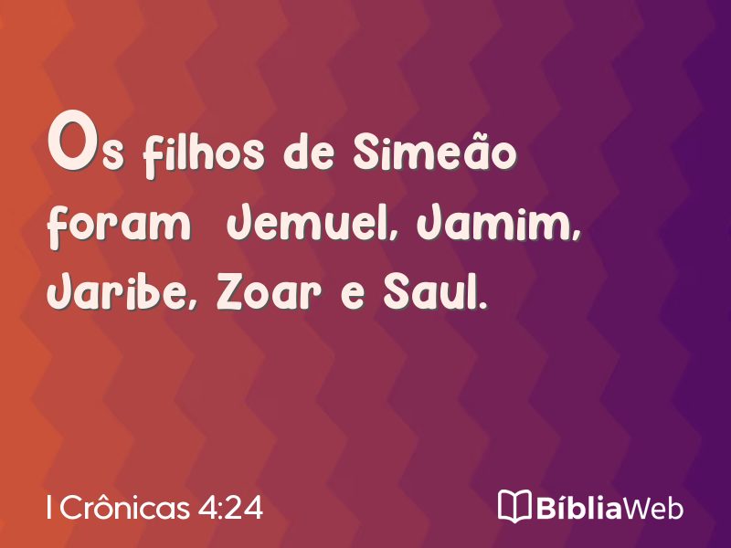 I Crônicas 4:24 em imagem para compartilhar