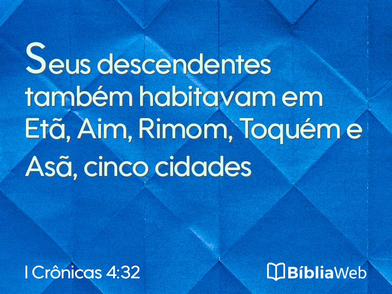 I Crônicas 4:32 em imagem para compartilhar