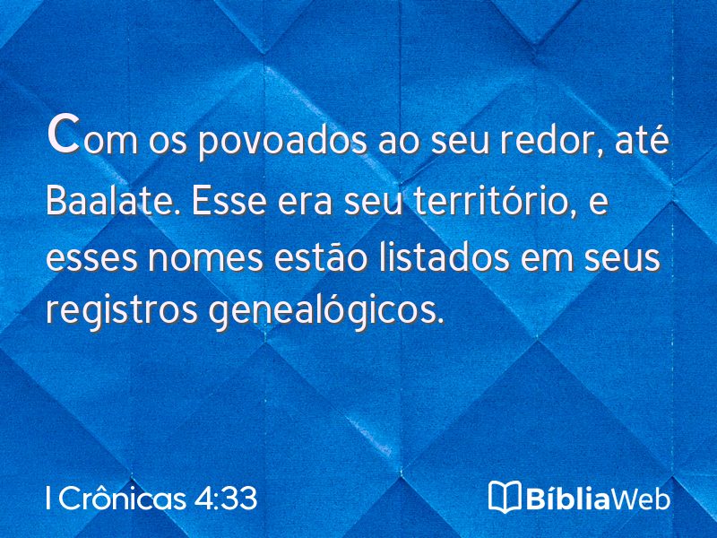 I Crônicas 4:33 em imagem para compartilhar