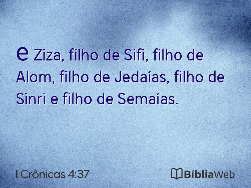 I Crônicas 4:37 em imagem para compartilhar