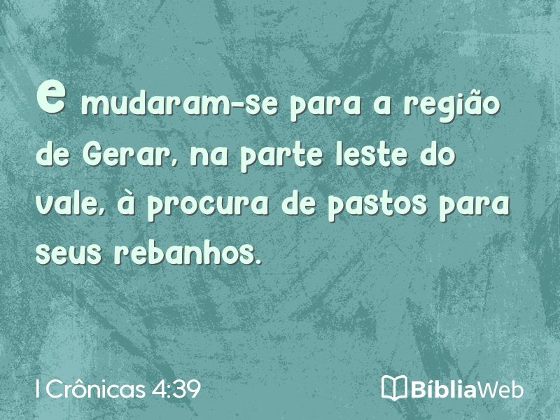 I Crônicas 4:39 em imagem para compartilhar