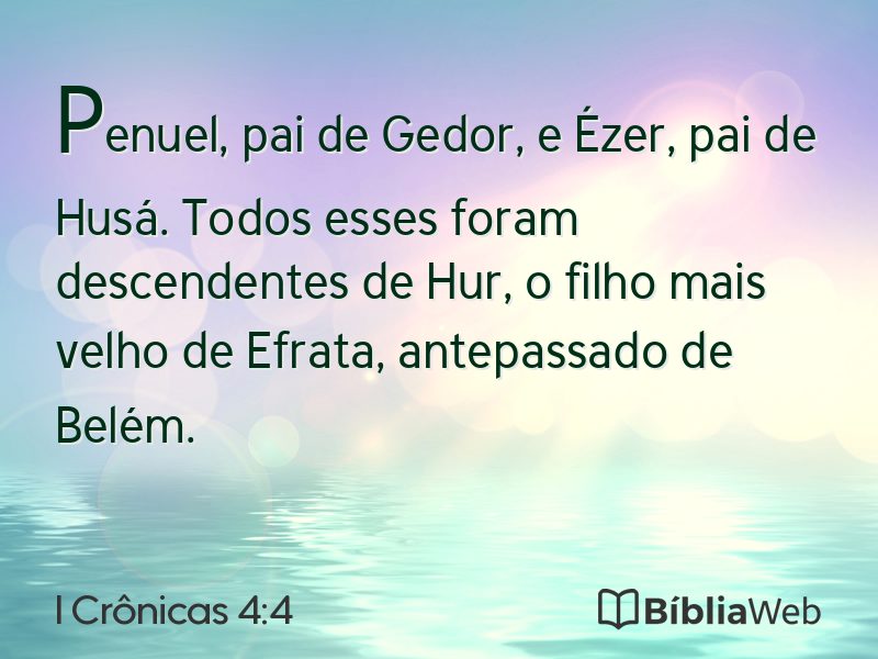 I Crônicas 4:4 em imagem para compartilhar