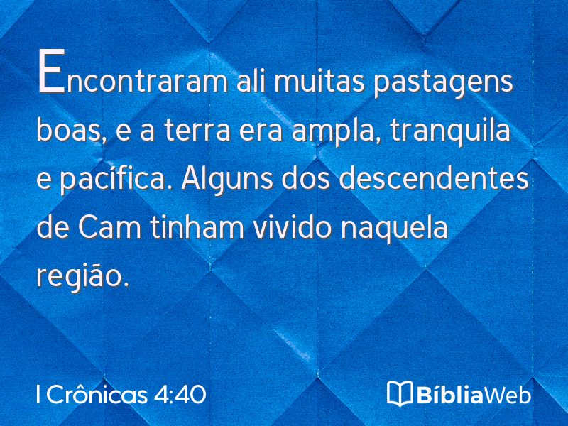I Crônicas 4:40 em imagem para compartilhar