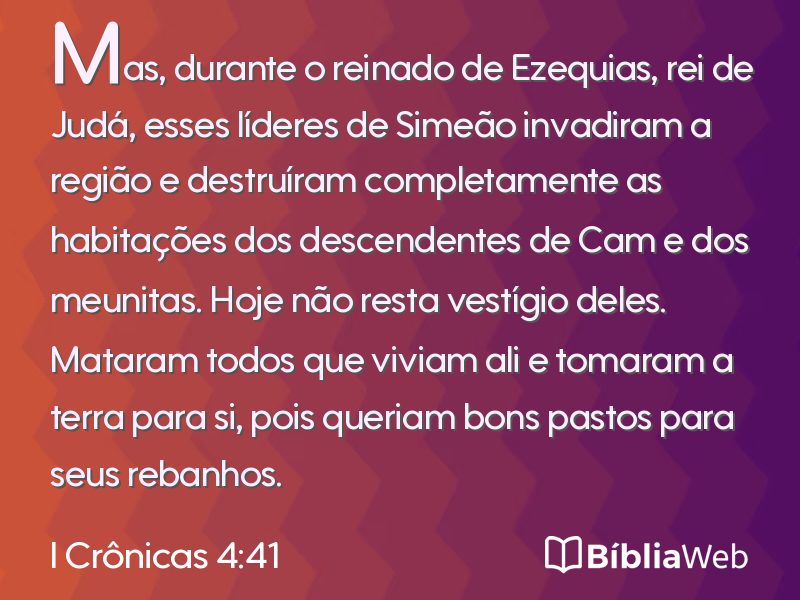 I Crônicas 4:41 em imagem para compartilhar