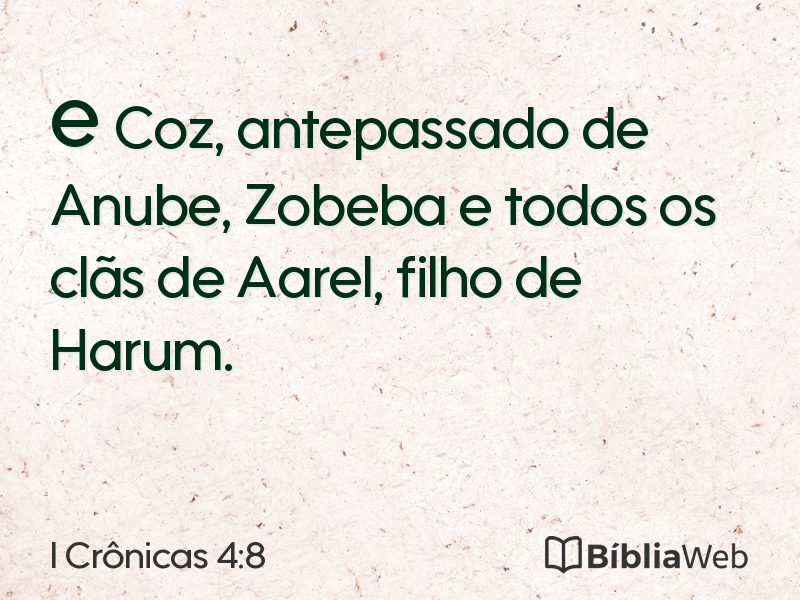 I Crônicas 4:8 em imagem para compartilhar