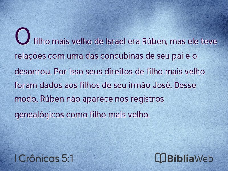 I Crônicas 5:1 em imagem para compartilhar