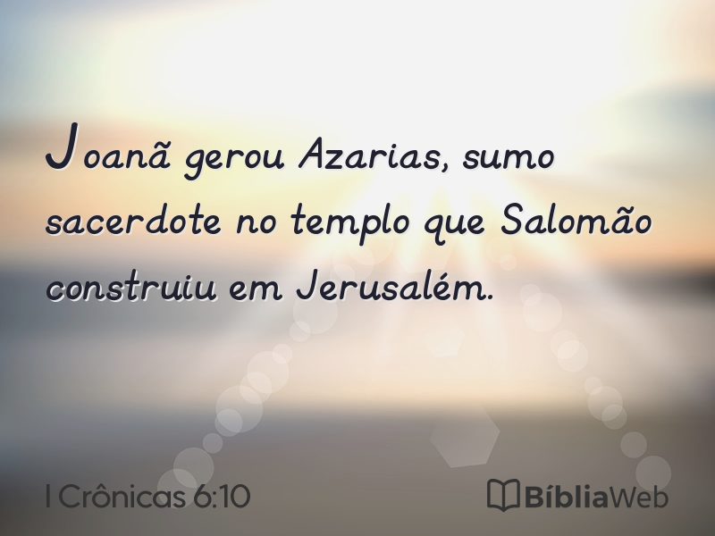 I Crônicas 6:10 em imagem para compartilhar