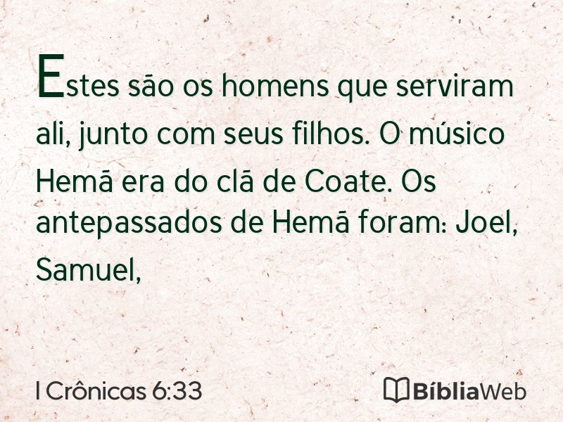 I Crônicas 6:33 em imagem para compartilhar