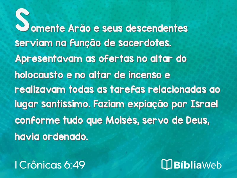 I Crônicas 6:49 em imagem para compartilhar
