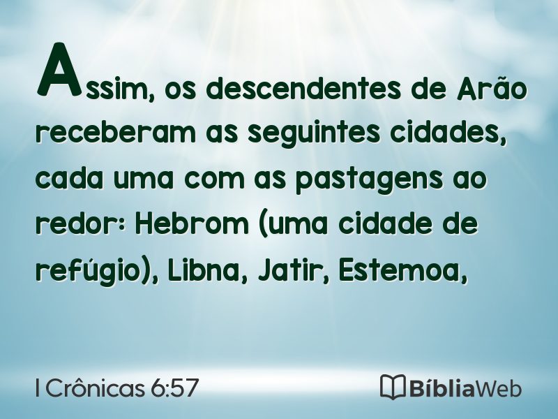 I Crônicas 6:57 em imagem para compartilhar