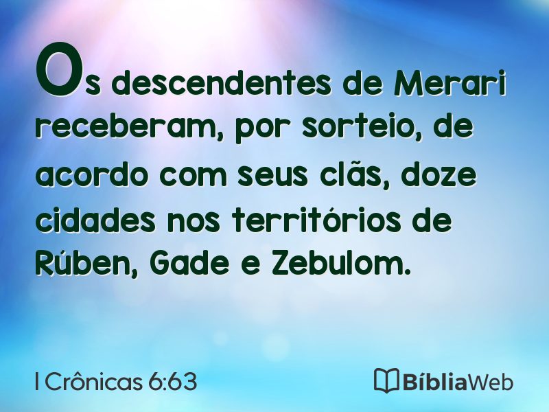 I Crônicas 6:63 em imagem para compartilhar