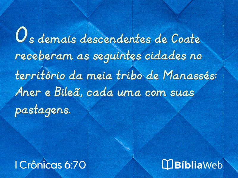 I Crônicas 6:70 em imagem para compartilhar