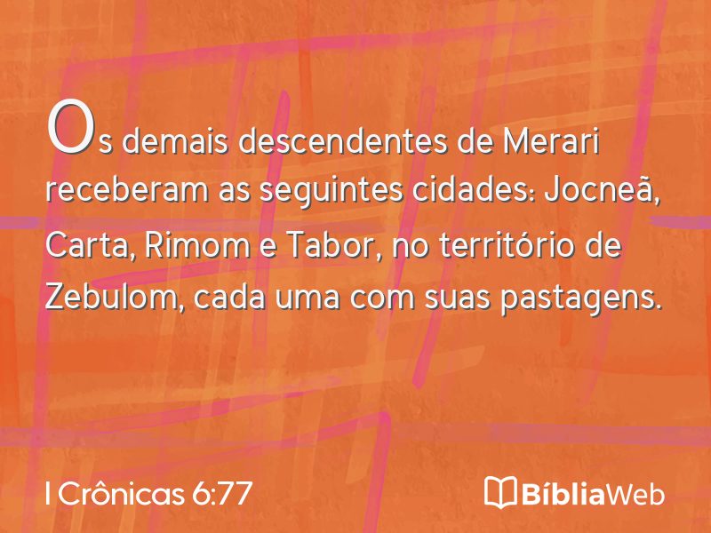 I Crônicas 6:77 em imagem para compartilhar