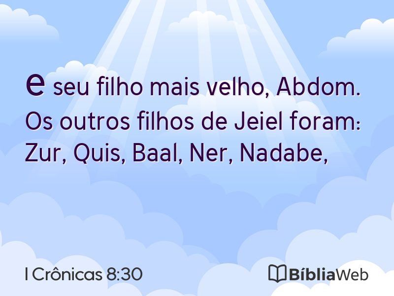 I Crônicas 8:30 em imagem para compartilhar
