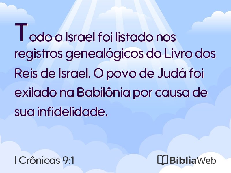 I Crônicas 9:1 em imagem para compartilhar