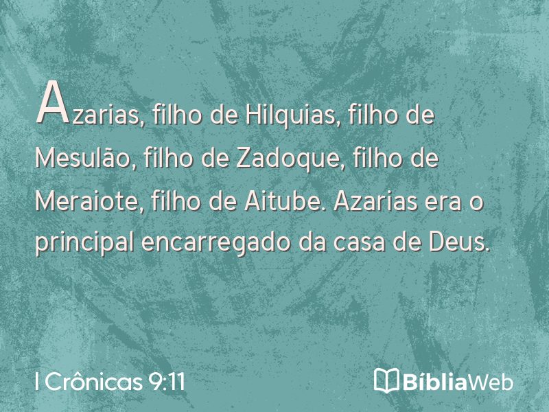 I Crônicas 9:11 em imagem para compartilhar