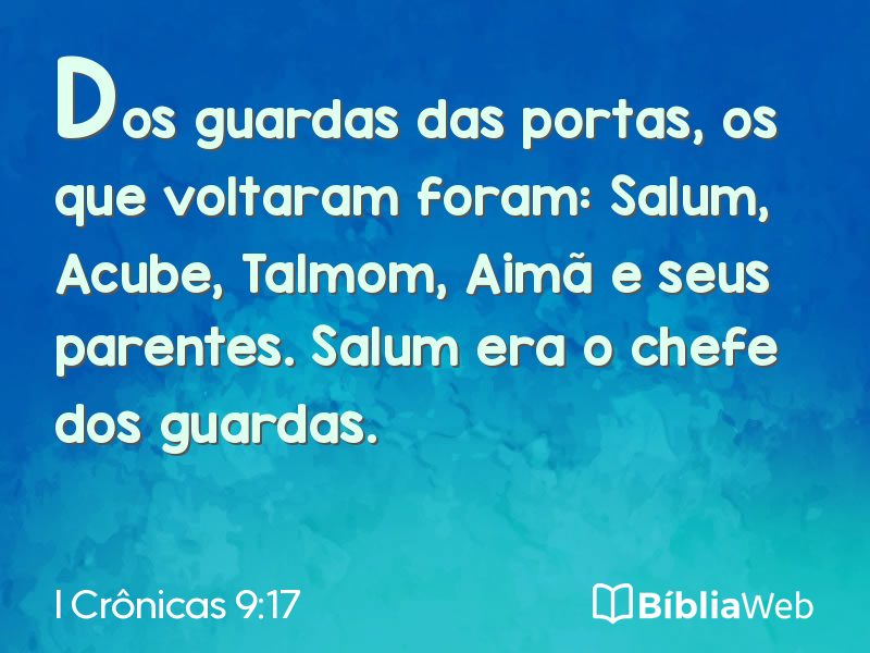 I Crônicas 9:17 em imagem para compartilhar