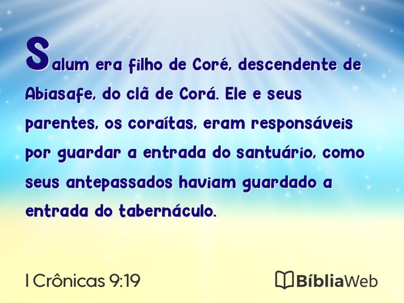 I Crônicas 9:19 em imagem para compartilhar