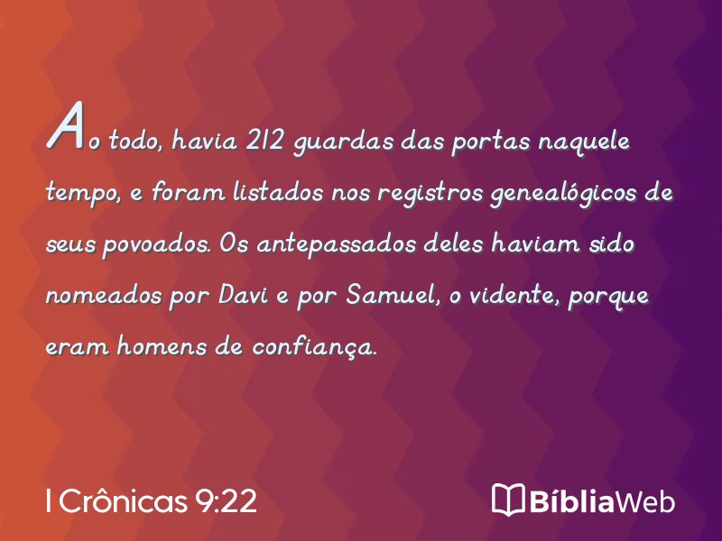 I Crônicas 9:22 em imagem para compartilhar