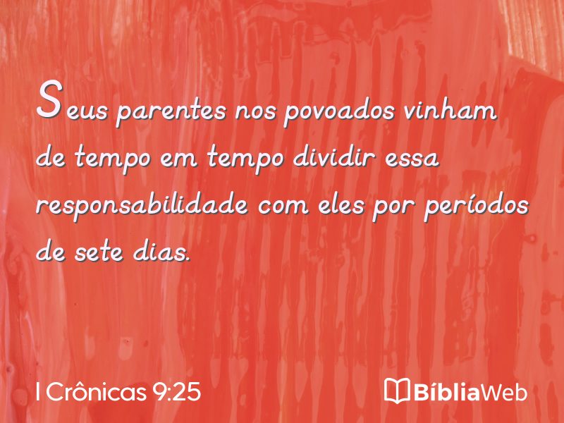 I Crônicas 9:25 em imagem para compartilhar