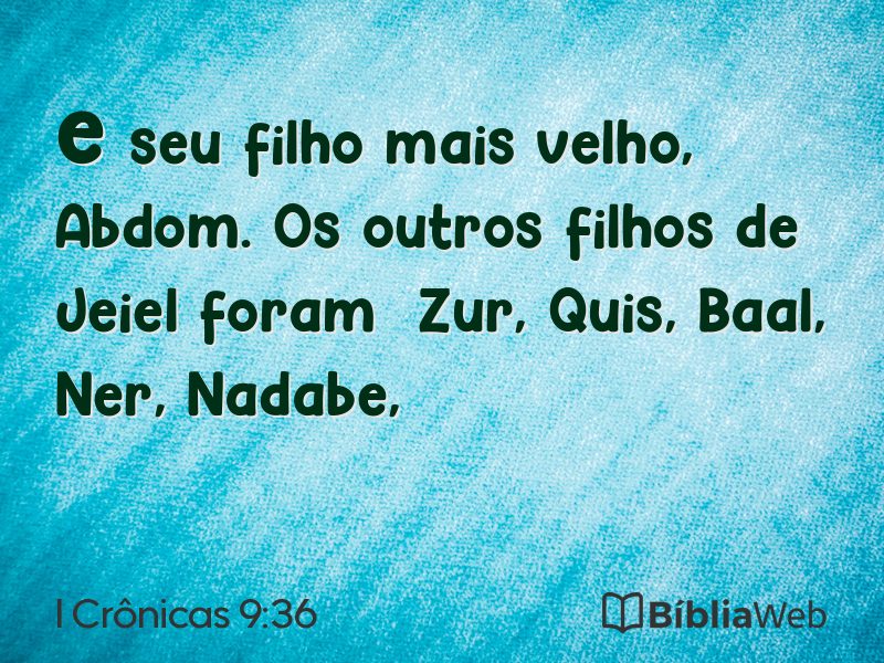 I Crônicas 9:36 em imagem para compartilhar