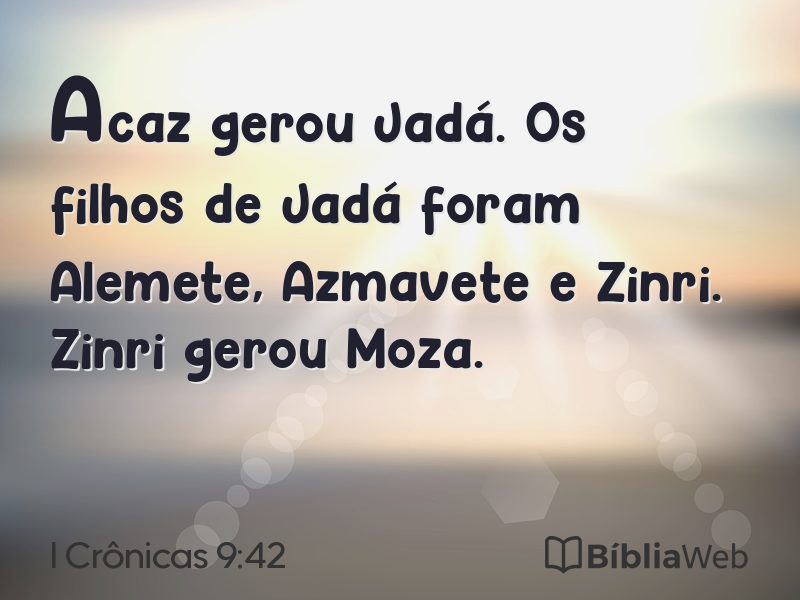 I Crônicas 9:42 em imagem para compartilhar