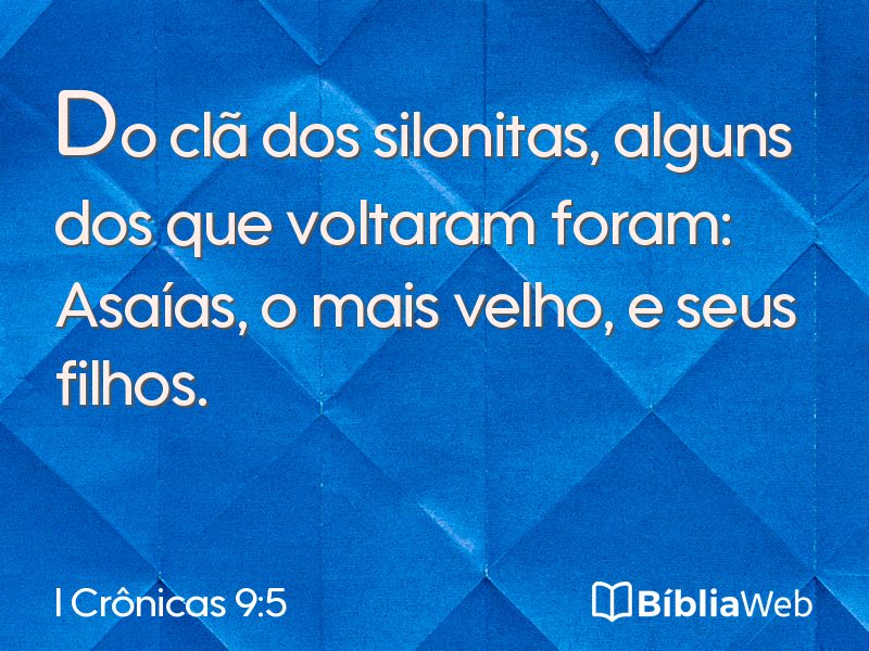 I Crônicas 9:5 em imagem para compartilhar