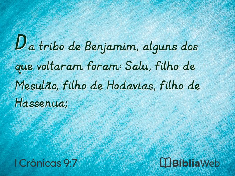 I Crônicas 9:7 em imagem para compartilhar