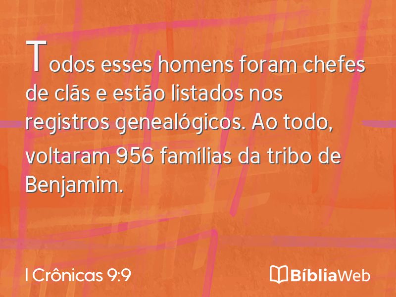 I Crônicas 9:9 em imagem para compartilhar