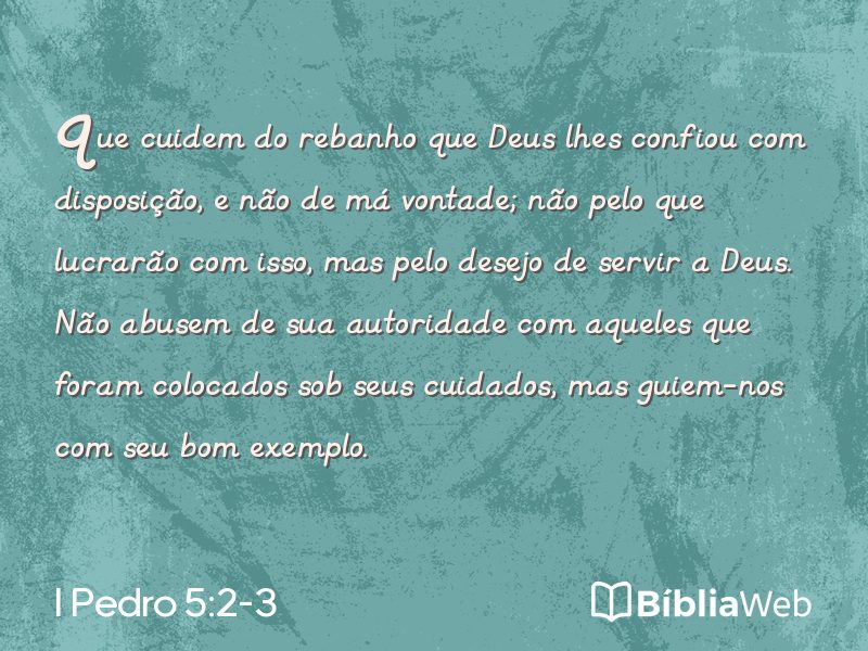 I Pedro 5:2-3 em imagem para compartilhar