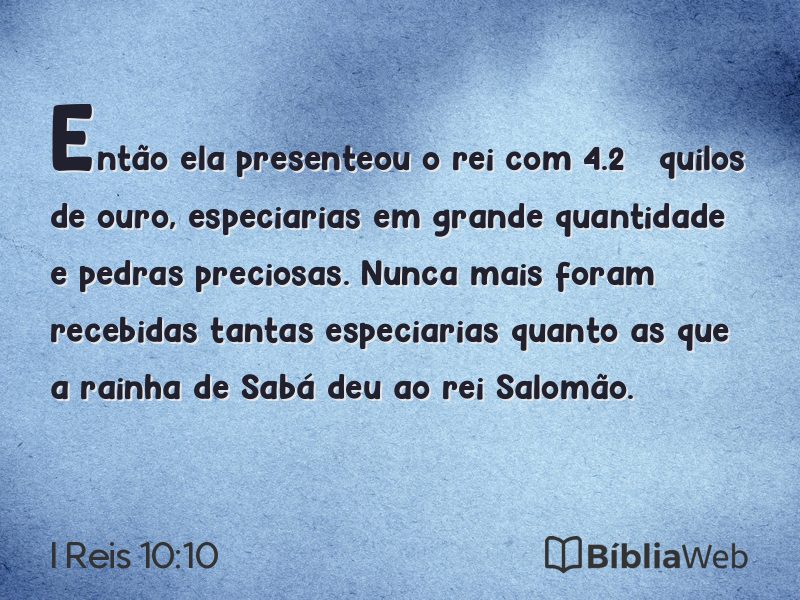 I Reis 10:10 em imagem para compartilhar