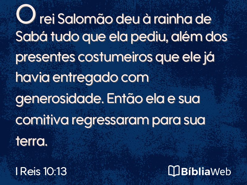 I Reis 10:13 em imagem para compartilhar