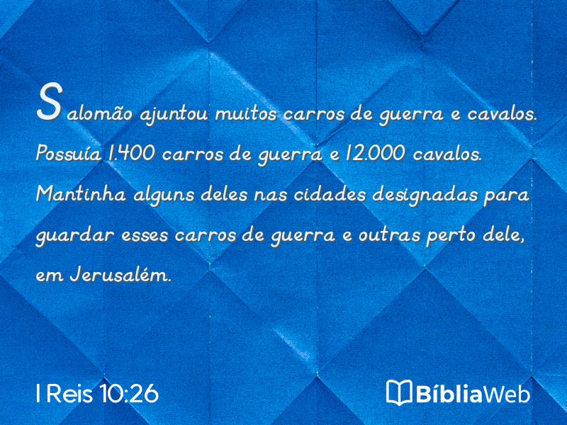 I Reis 10:26 em imagem para compartilhar