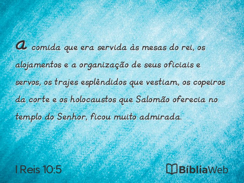 I Reis 10:5 em imagem para compartilhar