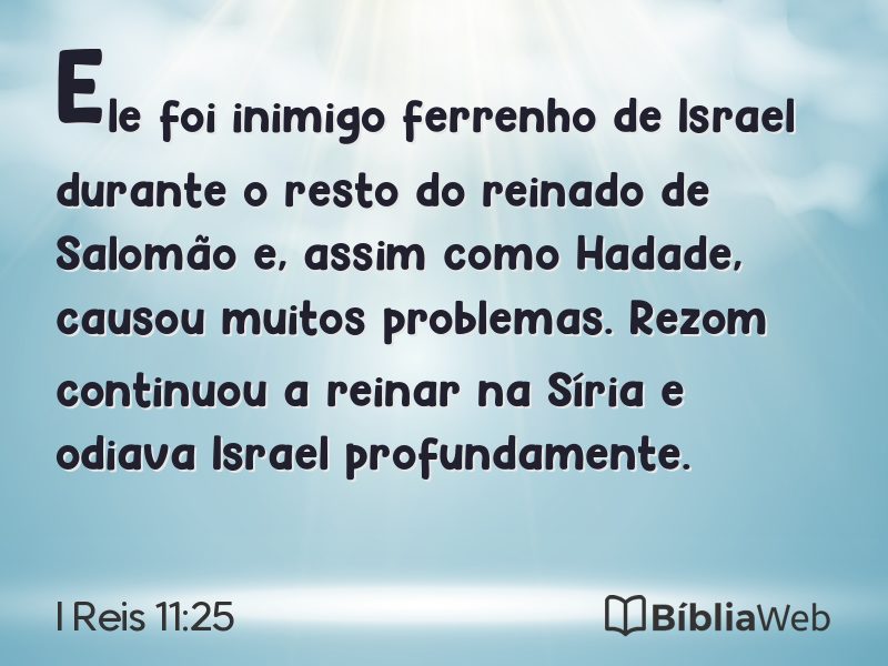 I Reis 11:25 em imagem para compartilhar
