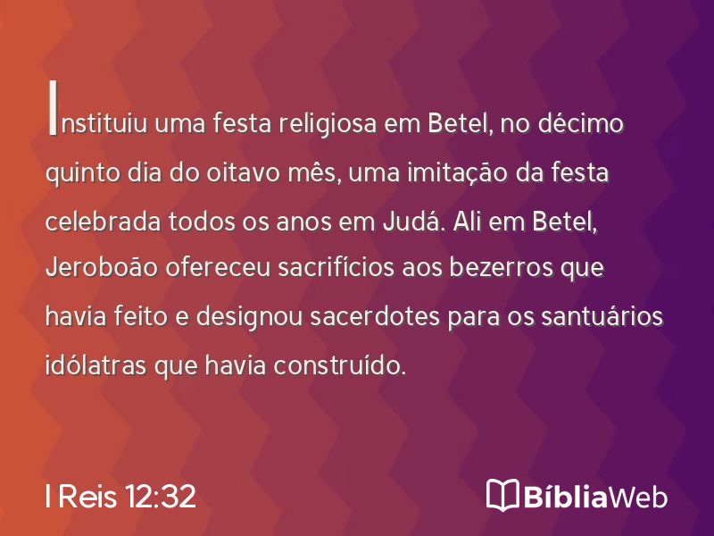 I Reis 12:32 em imagem para compartilhar