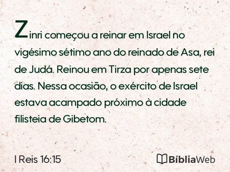 I Reis 16:15 em imagem para compartilhar