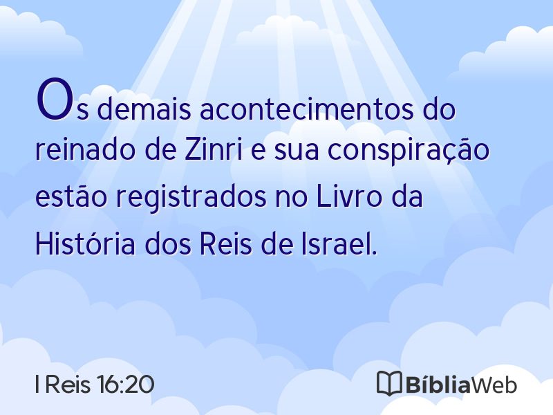I Reis 16:20 em imagem para compartilhar