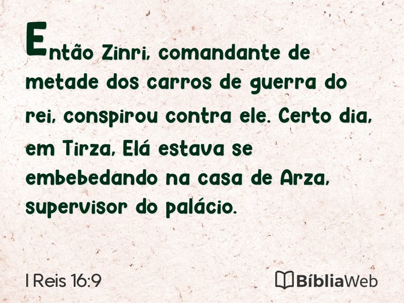 I Reis 16:9 em imagem para compartilhar