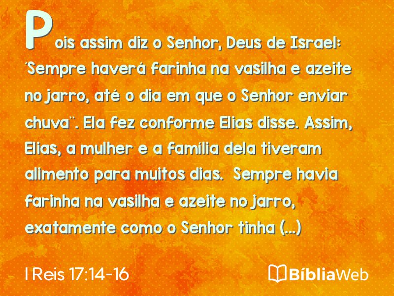 I Reis 17:14-16 em imagem para compartilhar