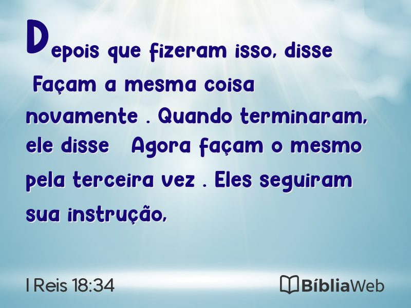 I Reis 18:34 em imagem para compartilhar